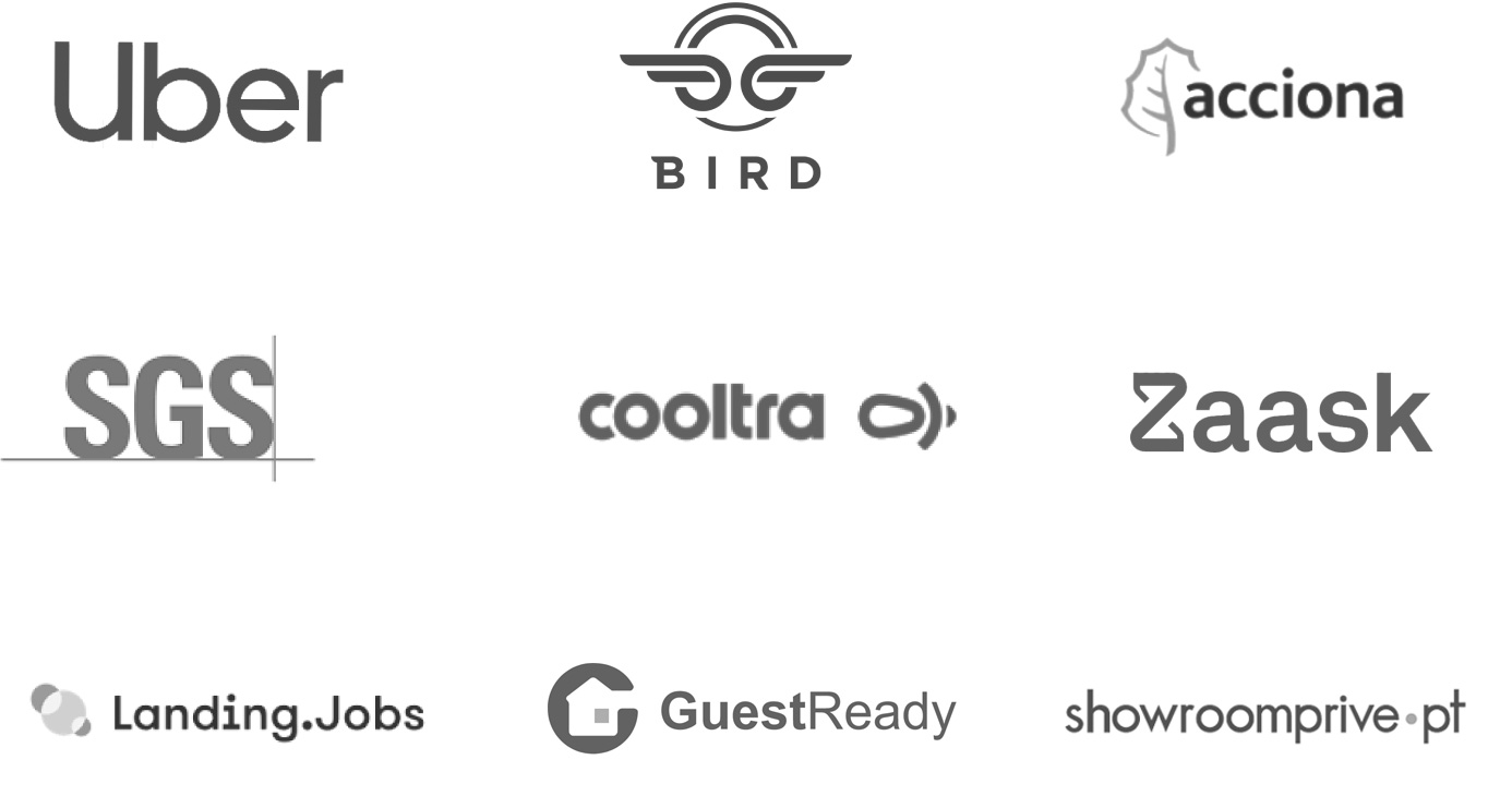 Invoicing API customers:  Uber, Bird, Acciona, SGS, Cooltra, Zaask, Landing Jobs, Showroomprive